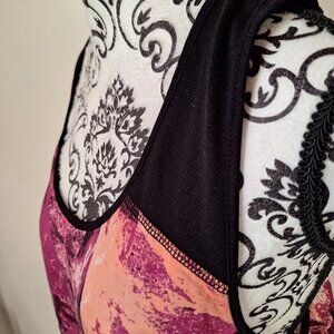 Hyba Tank Top Plus 2XL Athletic Yoga Comfort Abstract Print Black Colourful